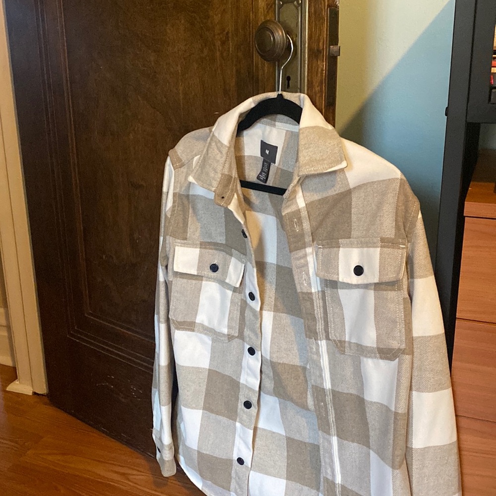 H&M men’s flannel brown/tan/white